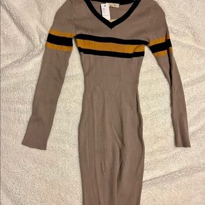 V Neck Bodycon long sleeves dress